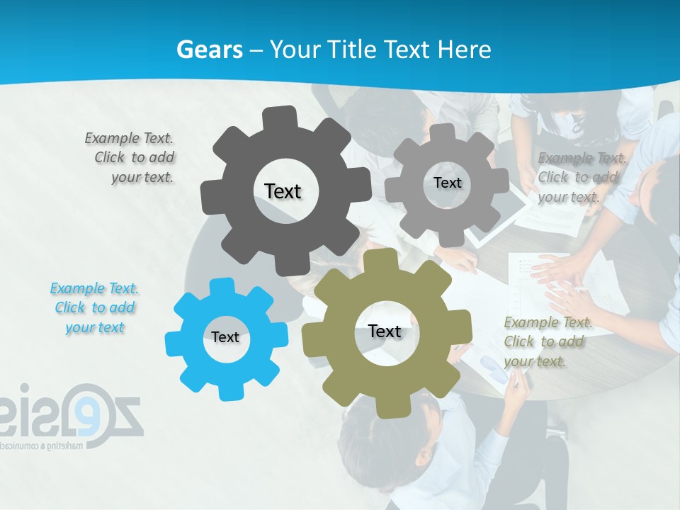 A Group Of People Sitting Around A Table With Papers PowerPoint Template