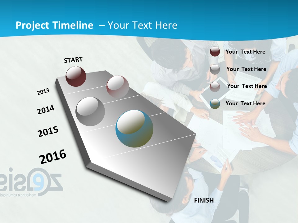 A Group Of People Sitting Around A Table With Papers PowerPoint Template