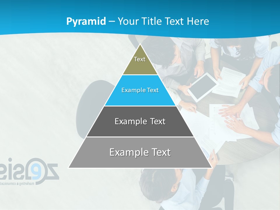A Group Of People Sitting Around A Table With Papers PowerPoint Template
