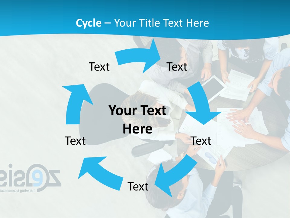 A Group Of People Sitting Around A Table With Papers PowerPoint Template