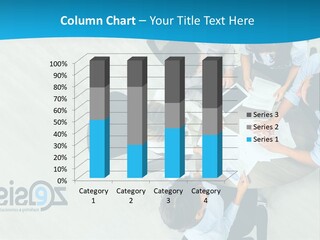 A Group Of People Sitting Around A Table With Papers PowerPoint Template