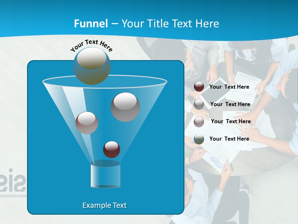 A Group Of People Sitting Around A Table With Papers PowerPoint Template