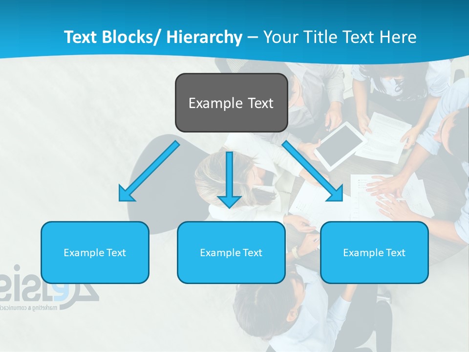A Group Of People Sitting Around A Table With Papers PowerPoint Template