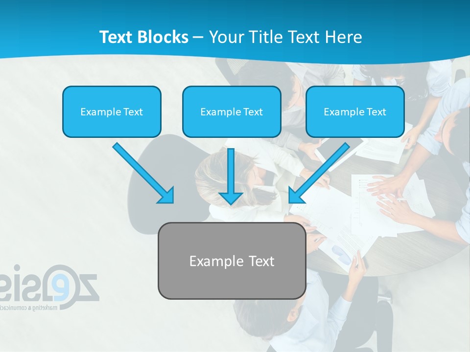 A Group Of People Sitting Around A Table With Papers PowerPoint Template