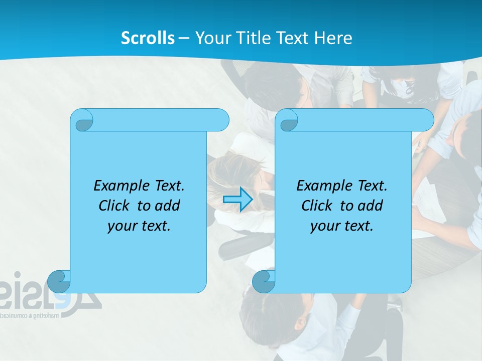 A Group Of People Sitting Around A Table With Papers PowerPoint Template