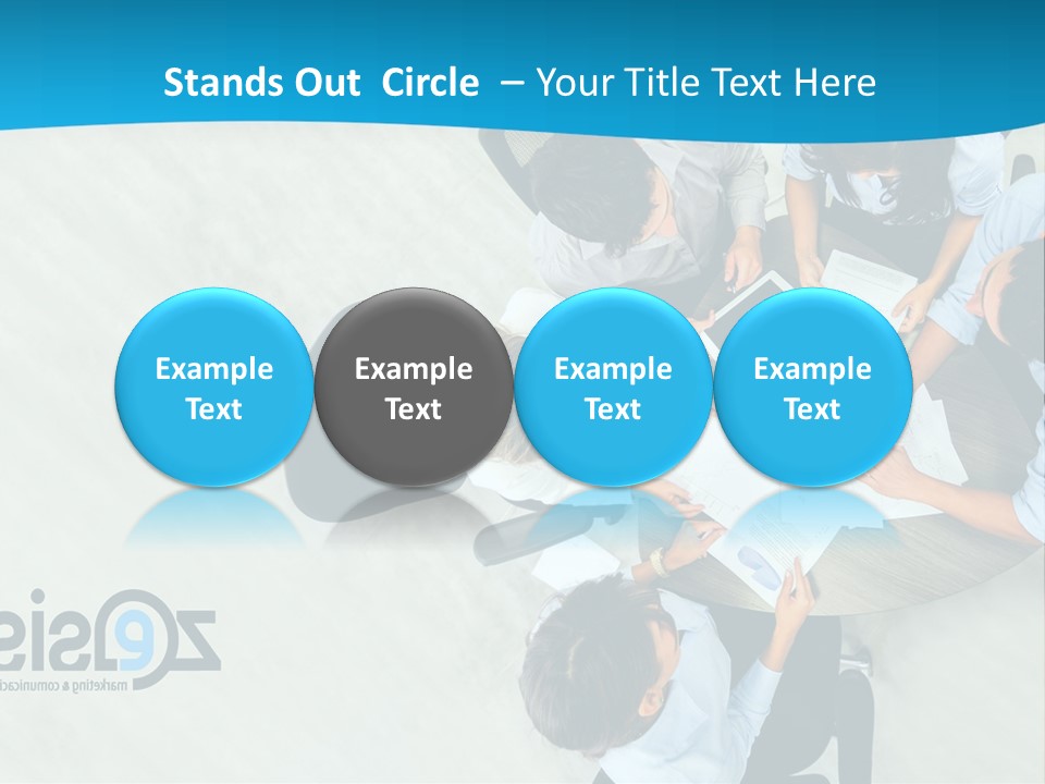 A Group Of People Sitting Around A Table With Papers PowerPoint Template
