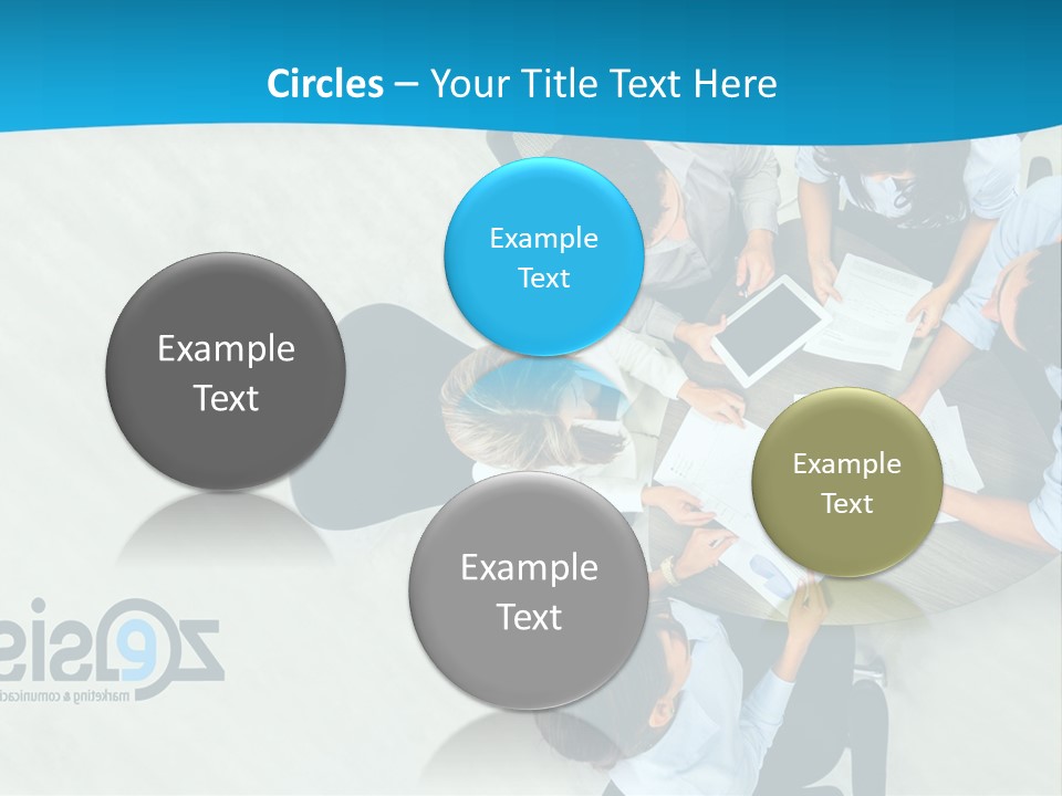 A Group Of People Sitting Around A Table With Papers PowerPoint Template