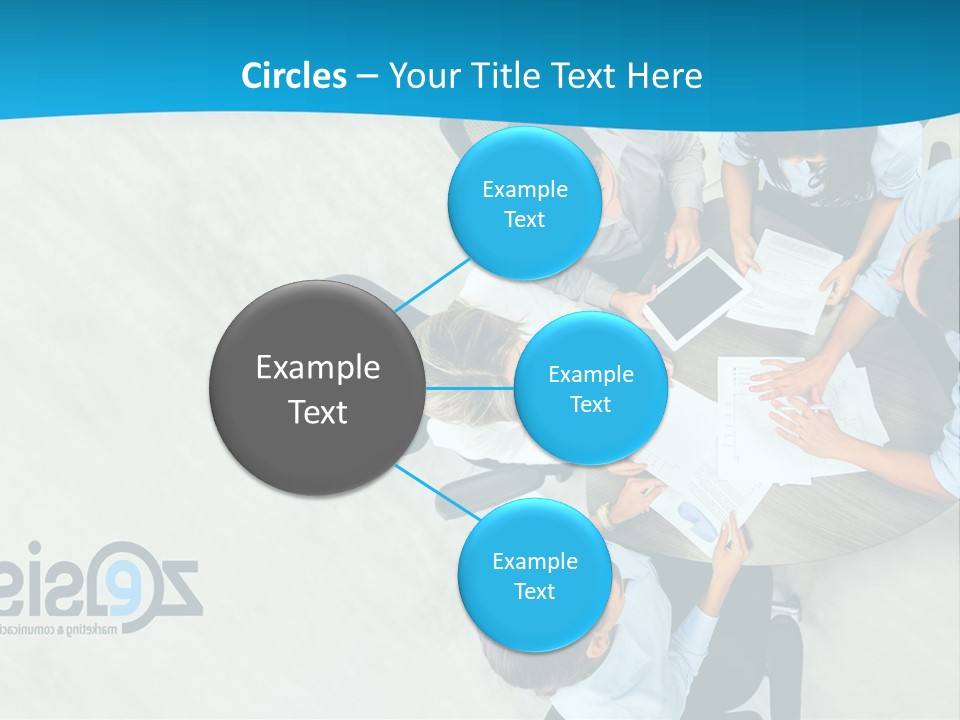 A Group Of People Sitting Around A Table With Papers PowerPoint Template