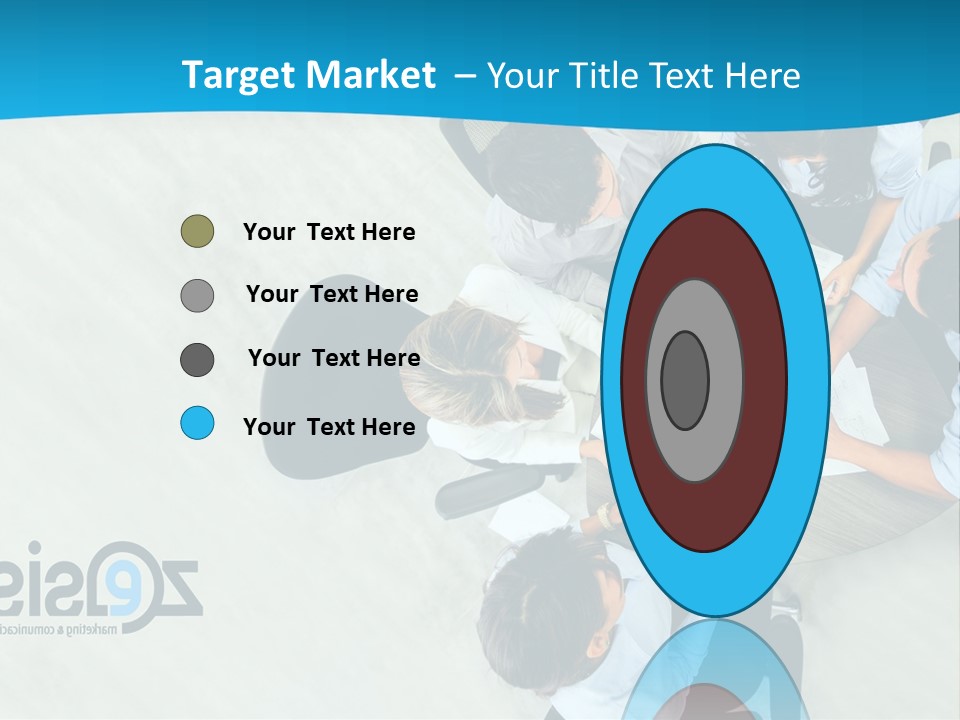 A Group Of People Sitting Around A Table With Papers PowerPoint Template