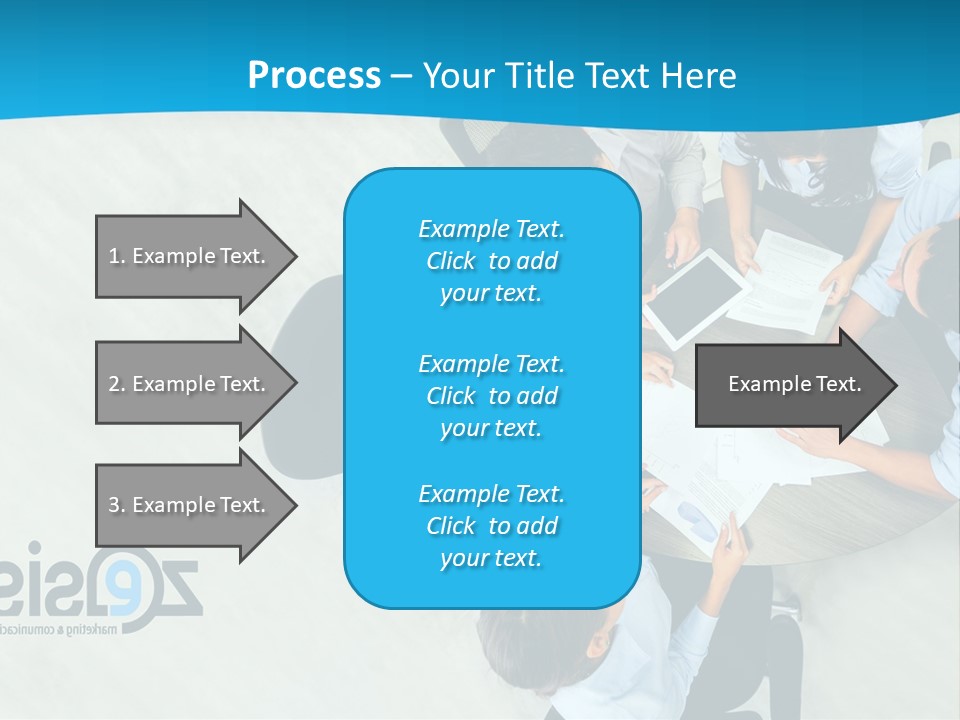 A Group Of People Sitting Around A Table With Papers PowerPoint Template