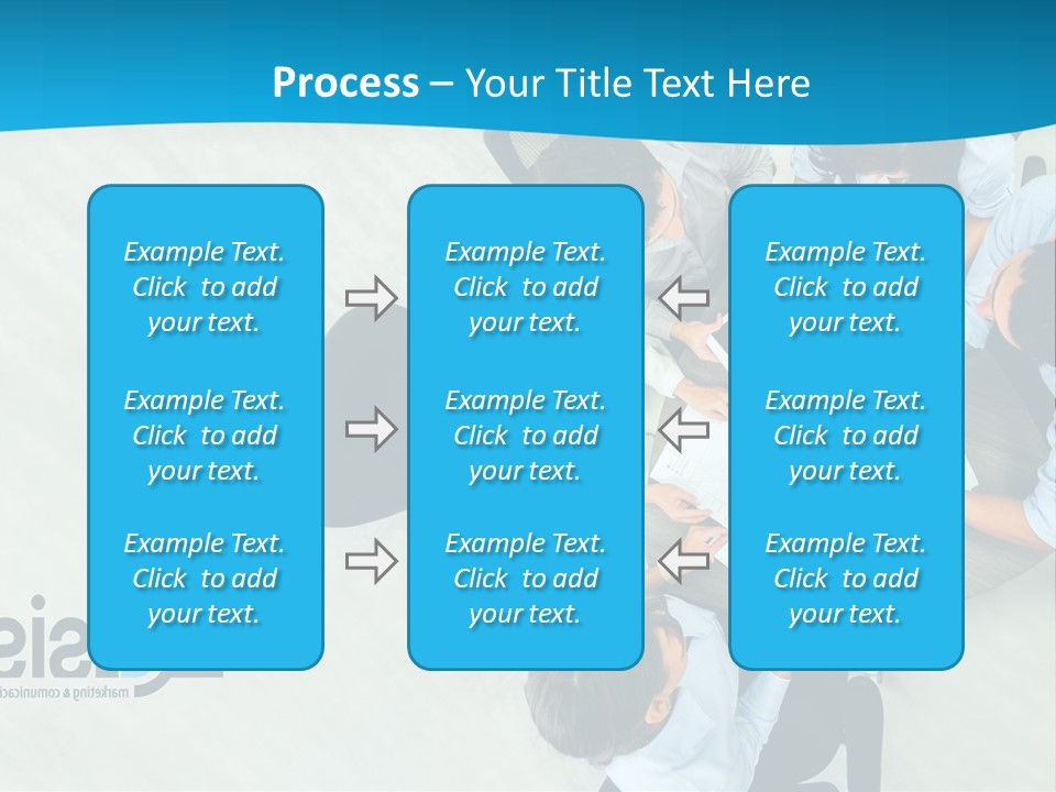 A Group Of People Sitting Around A Table With Papers PowerPoint Template