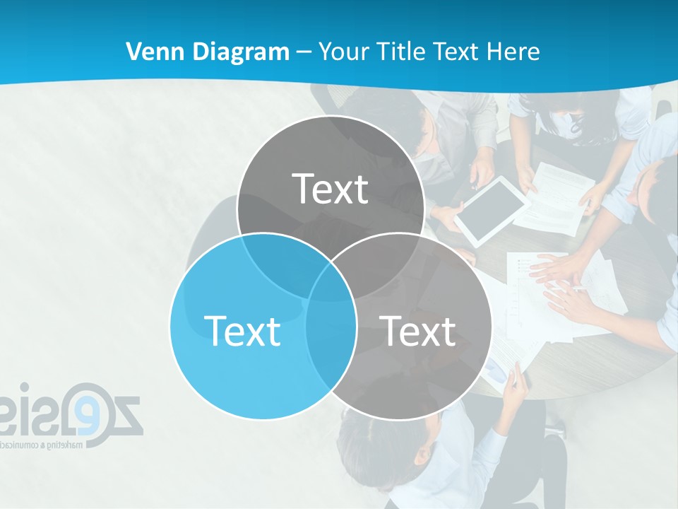 A Group Of People Sitting Around A Table With Papers PowerPoint Template