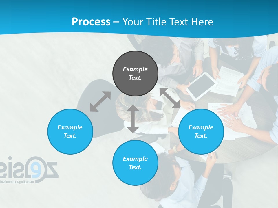 A Group Of People Sitting Around A Table With Papers PowerPoint Template
