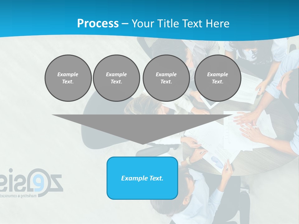 A Group Of People Sitting Around A Table With Papers PowerPoint Template