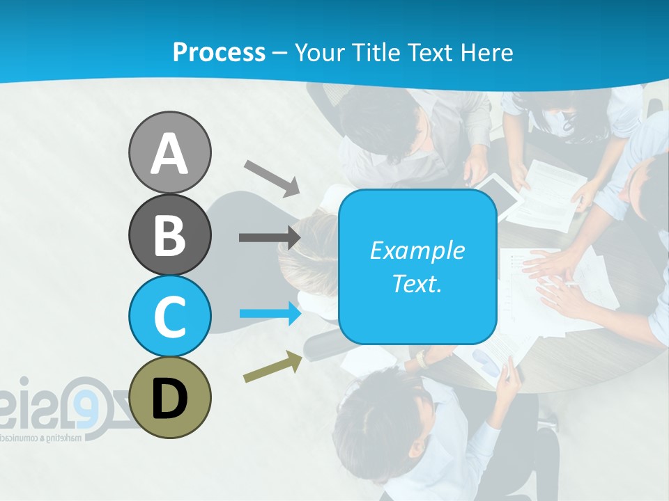 A Group Of People Sitting Around A Table With Papers PowerPoint Template