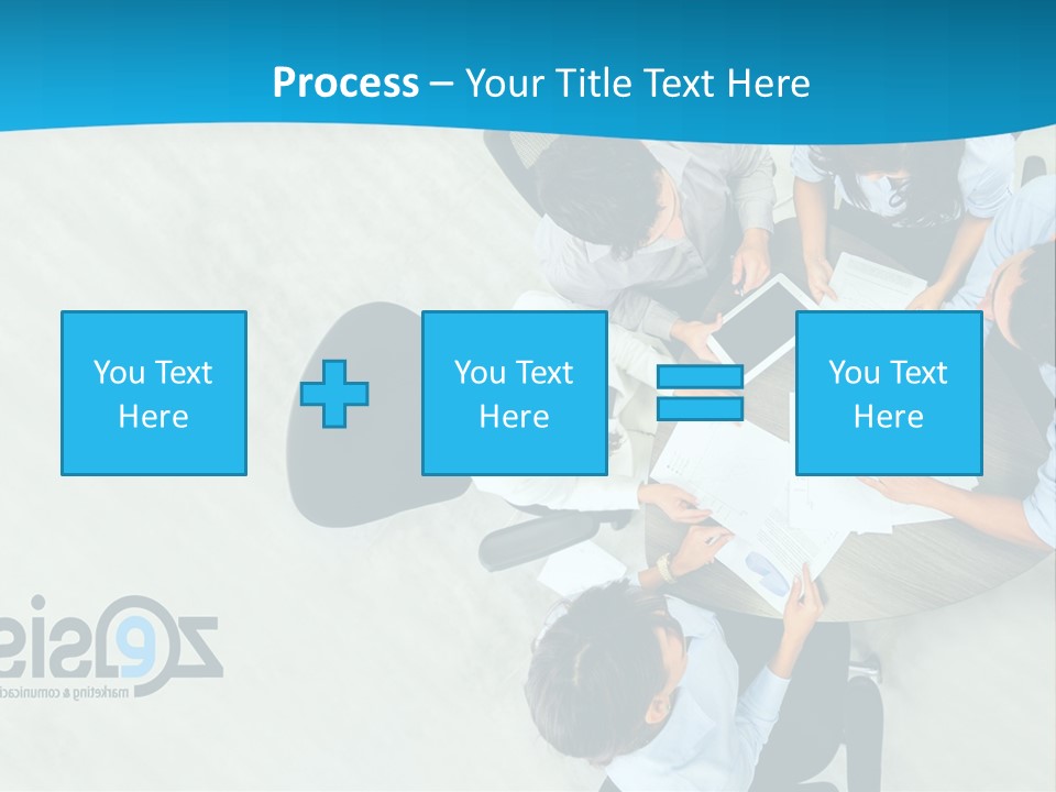 A Group Of People Sitting Around A Table With Papers PowerPoint Template