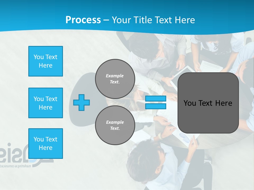 A Group Of People Sitting Around A Table With Papers PowerPoint Template