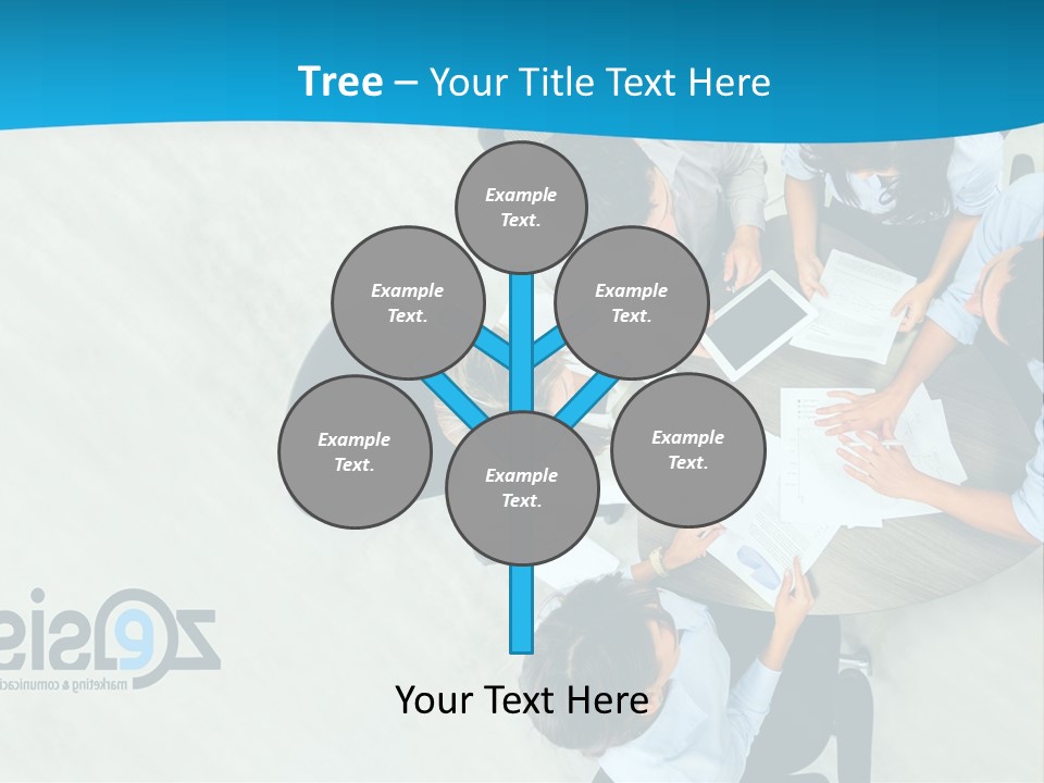 A Group Of People Sitting Around A Table With Papers PowerPoint Template