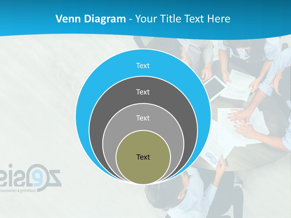 A Group Of People Sitting Around A Table With Papers PowerPoint Template