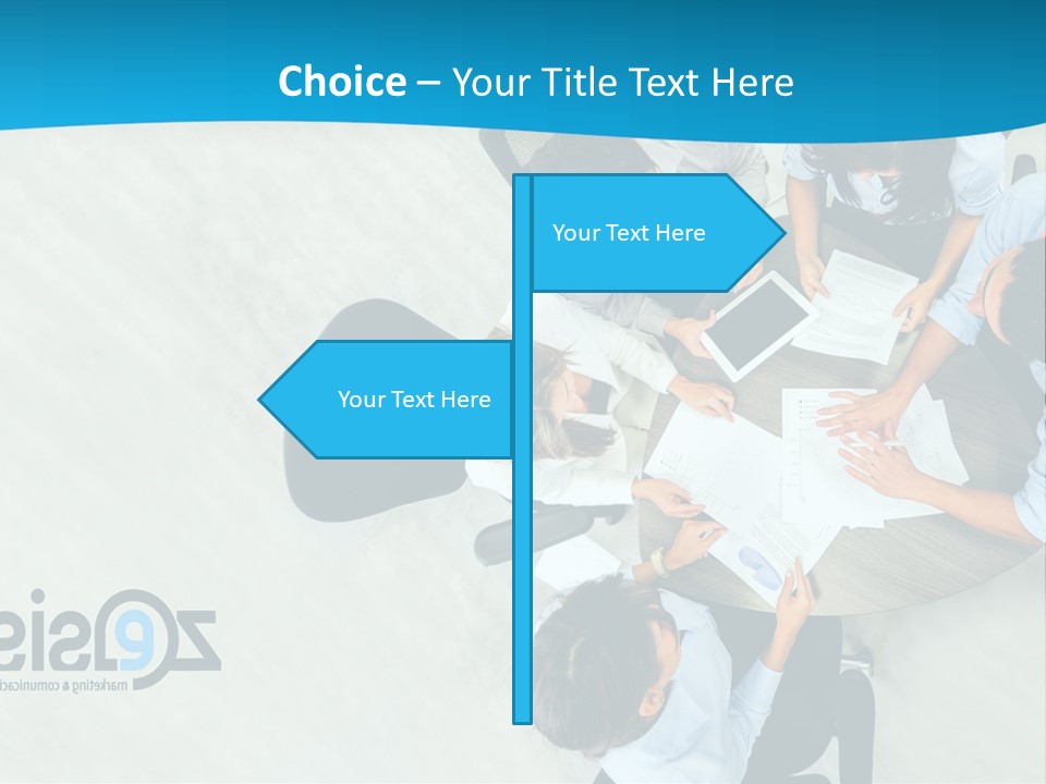 A Group Of People Sitting Around A Table With Papers PowerPoint Template