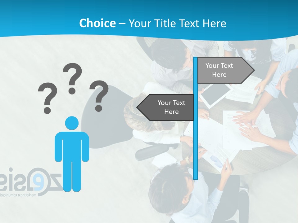 A Group Of People Sitting Around A Table With Papers PowerPoint Template