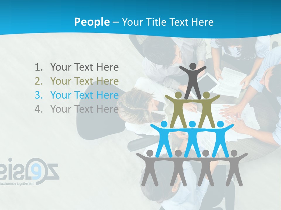 A Group Of People Sitting Around A Table With Papers PowerPoint Template