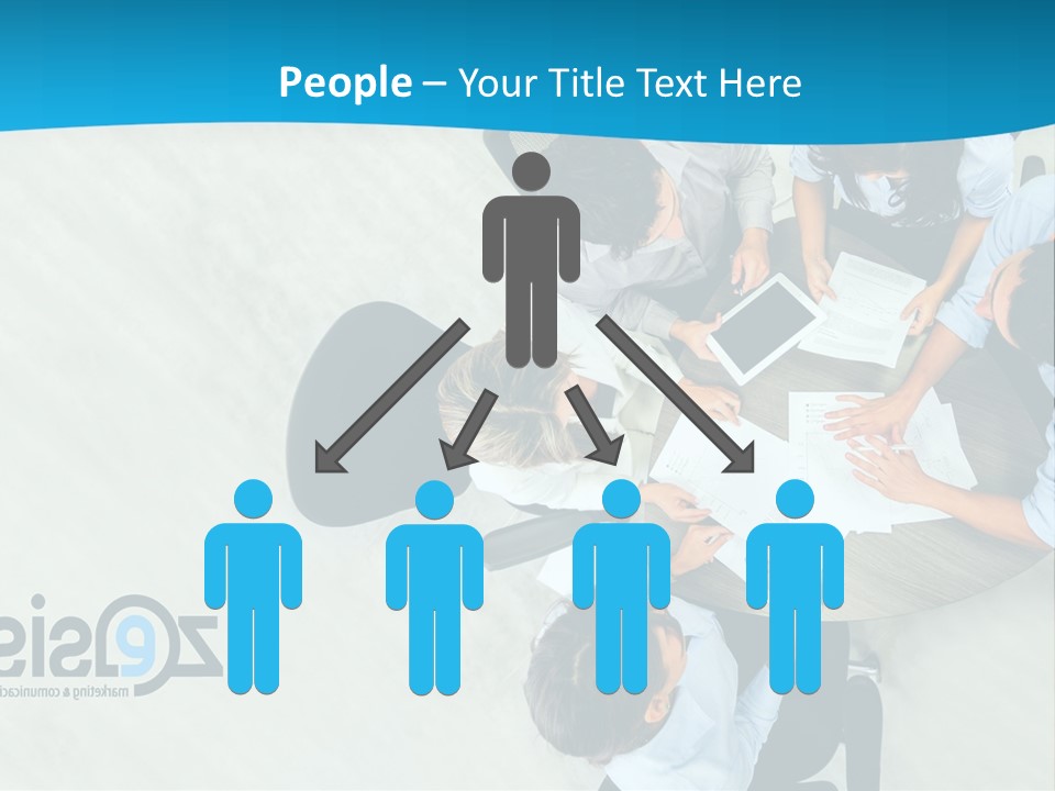 A Group Of People Sitting Around A Table With Papers PowerPoint Template