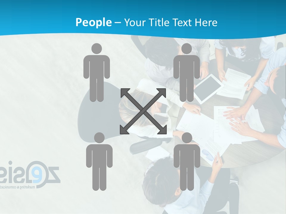 A Group Of People Sitting Around A Table With Papers PowerPoint Template