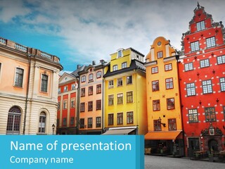 A Group Of Buildings With A Sky Background PowerPoint Template