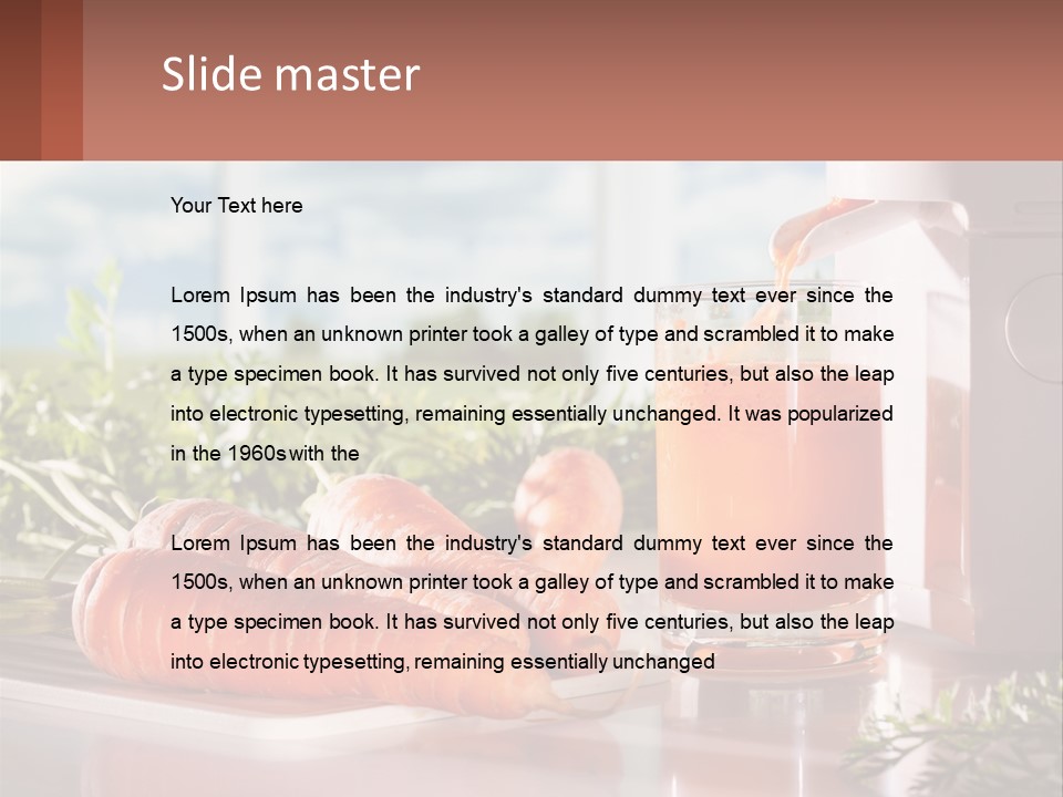 A Glass Of Juice Next To Carrots On A Table PowerPoint Template