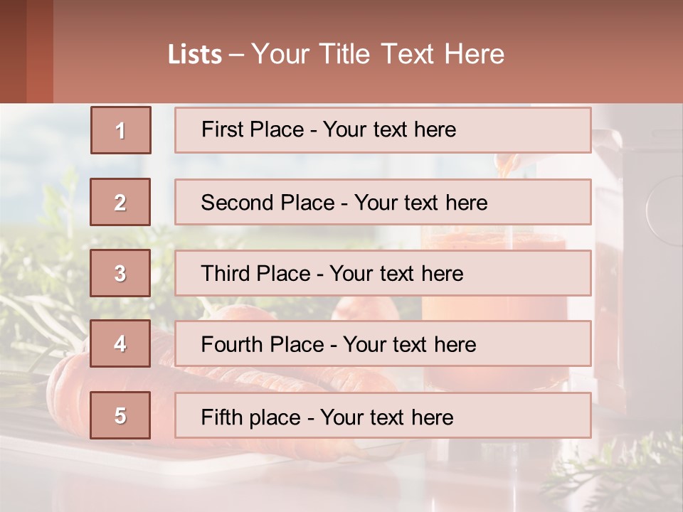 A Glass Of Juice Next To Carrots On A Table PowerPoint Template