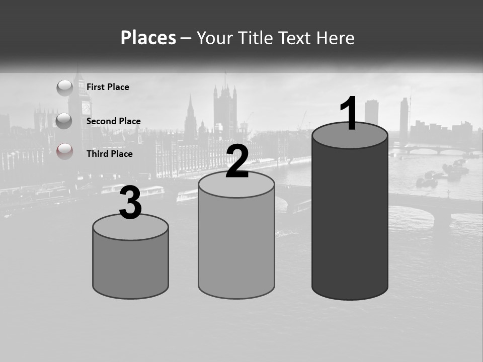 A Black And White Photo Of A Bridge Over A River PowerPoint Template