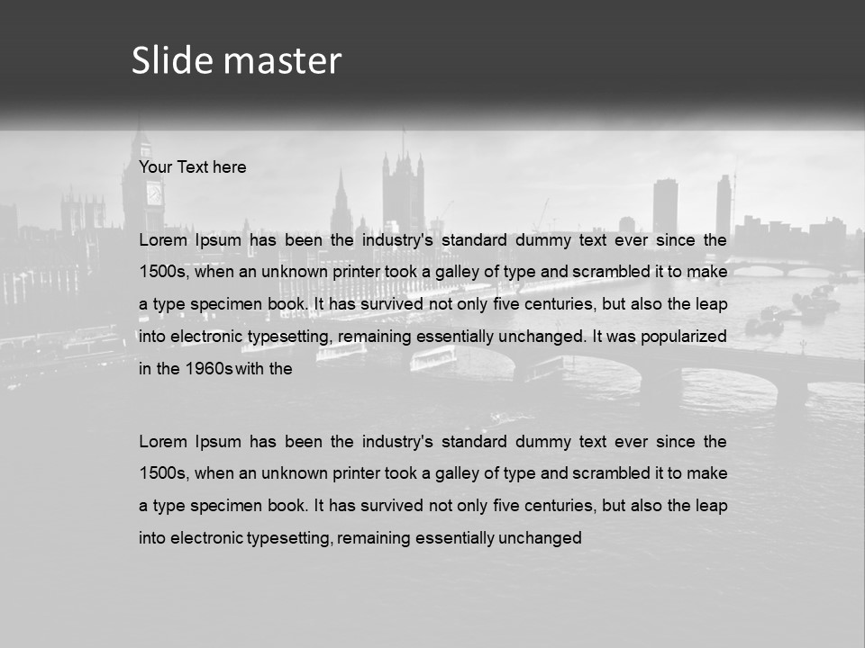A Black And White Photo Of A Bridge Over A River PowerPoint Template