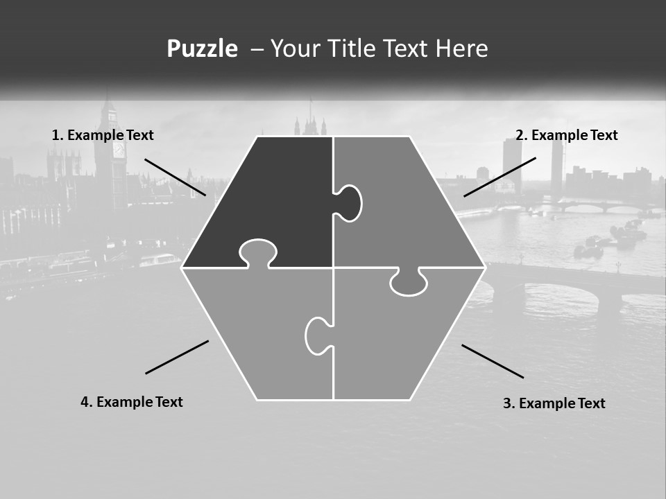 A Black And White Photo Of A Bridge Over A River PowerPoint Template