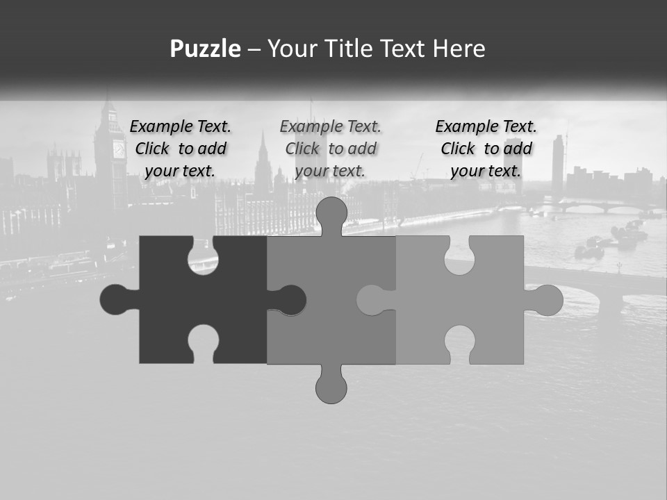 A Black And White Photo Of A Bridge Over A River PowerPoint Template