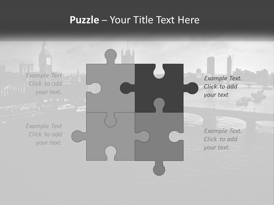 A Black And White Photo Of A Bridge Over A River PowerPoint Template