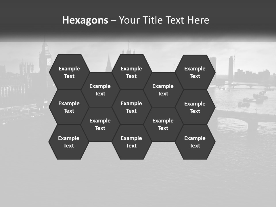 A Black And White Photo Of A Bridge Over A River PowerPoint Template