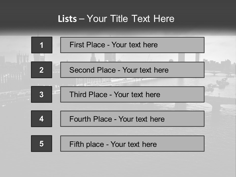 A Black And White Photo Of A Bridge Over A River PowerPoint Template