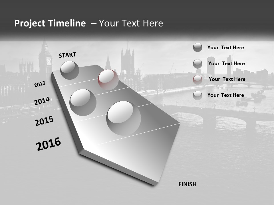 A Black And White Photo Of A Bridge Over A River PowerPoint Template