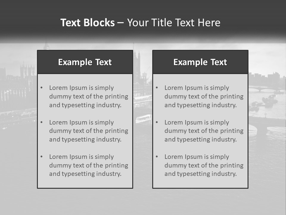 A Black And White Photo Of A Bridge Over A River PowerPoint Template