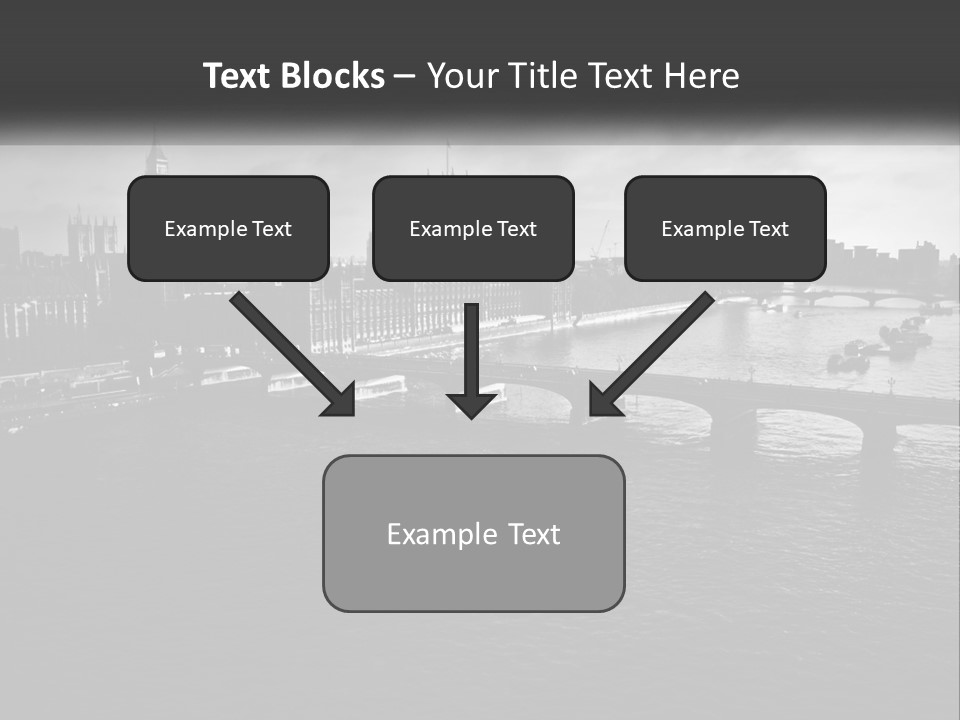 A Black And White Photo Of A Bridge Over A River PowerPoint Template