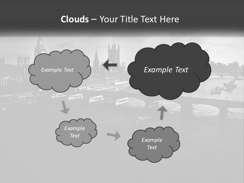 A Black And White Photo Of A Bridge Over A River PowerPoint Template