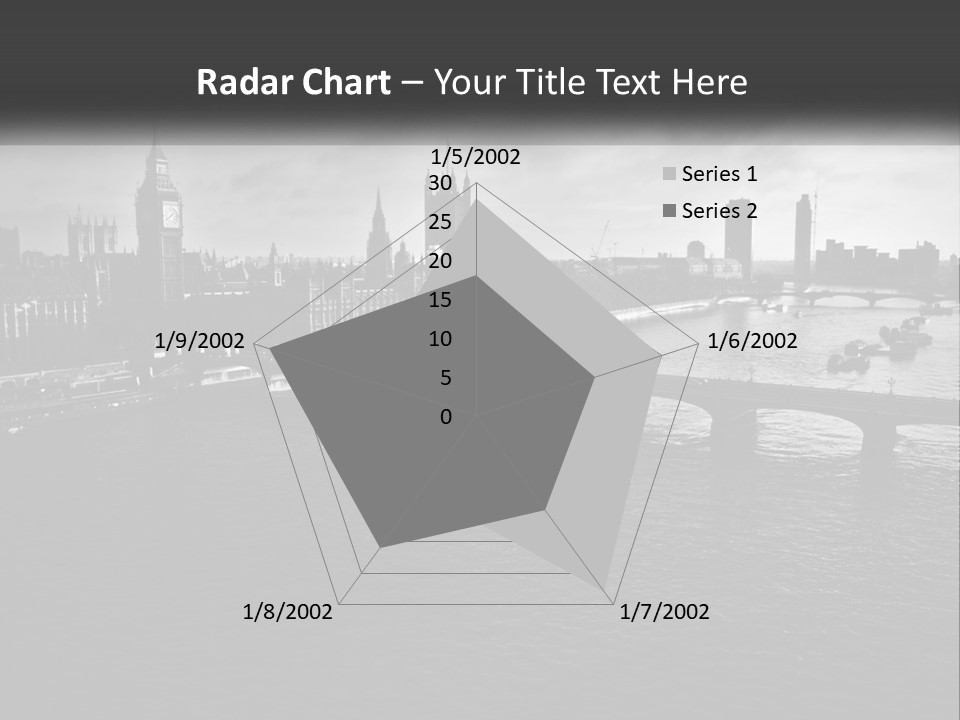 A Black And White Photo Of A Bridge Over A River PowerPoint Template