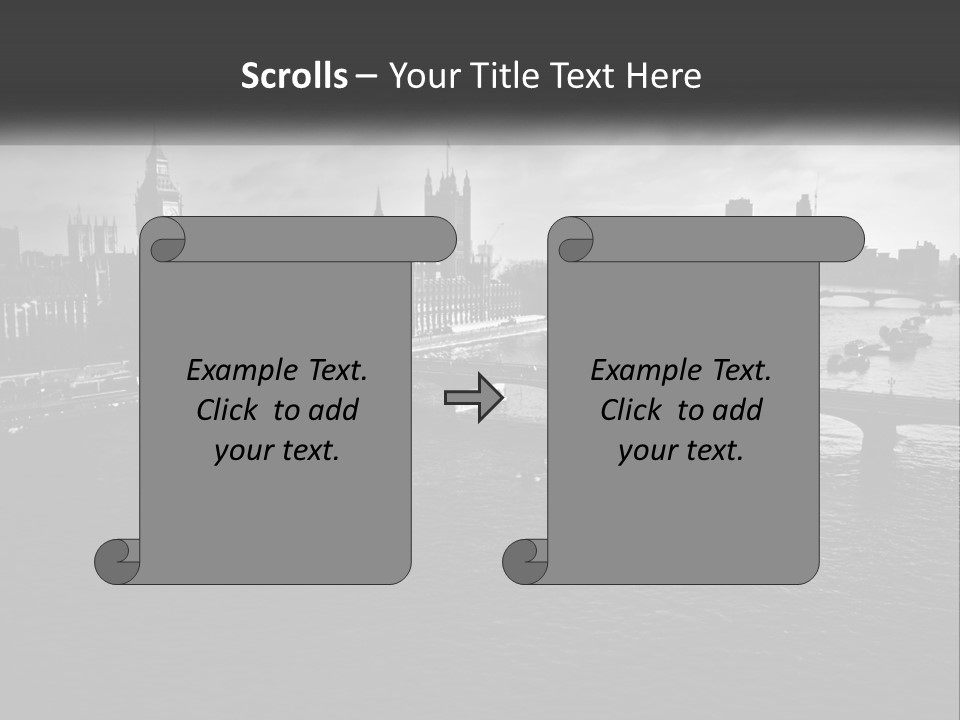 A Black And White Photo Of A Bridge Over A River PowerPoint Template