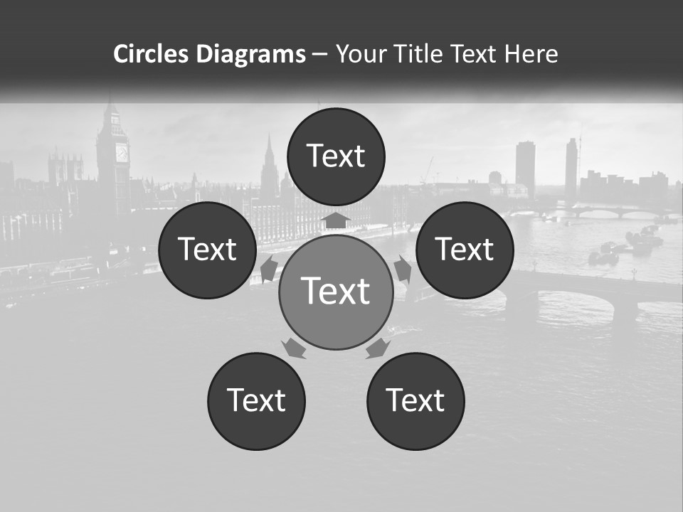 A Black And White Photo Of A Bridge Over A River PowerPoint Template