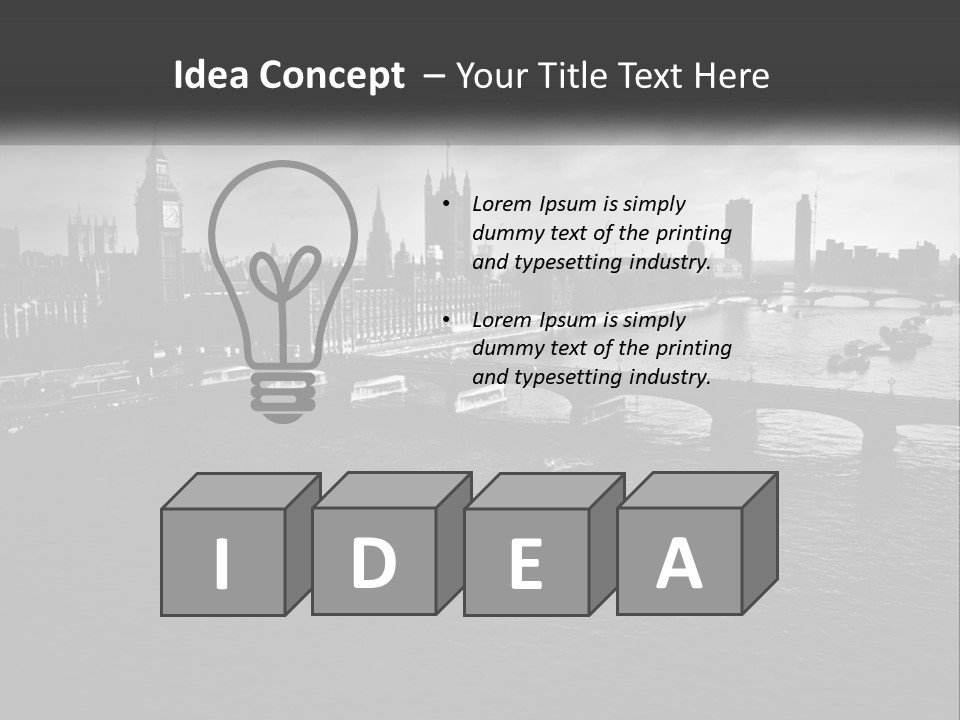 A Black And White Photo Of A Bridge Over A River PowerPoint Template