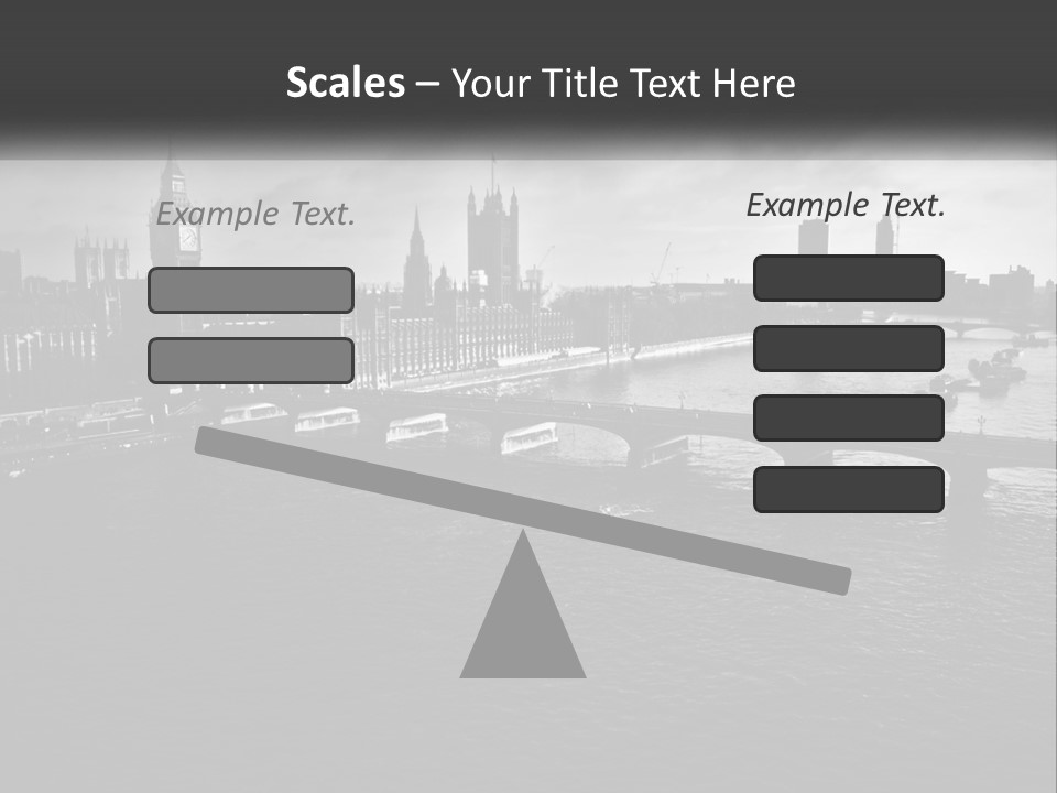 A Black And White Photo Of A Bridge Over A River PowerPoint Template