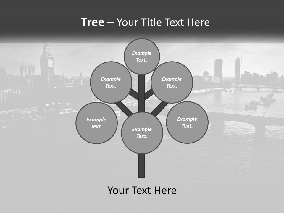 A Black And White Photo Of A Bridge Over A River PowerPoint Template