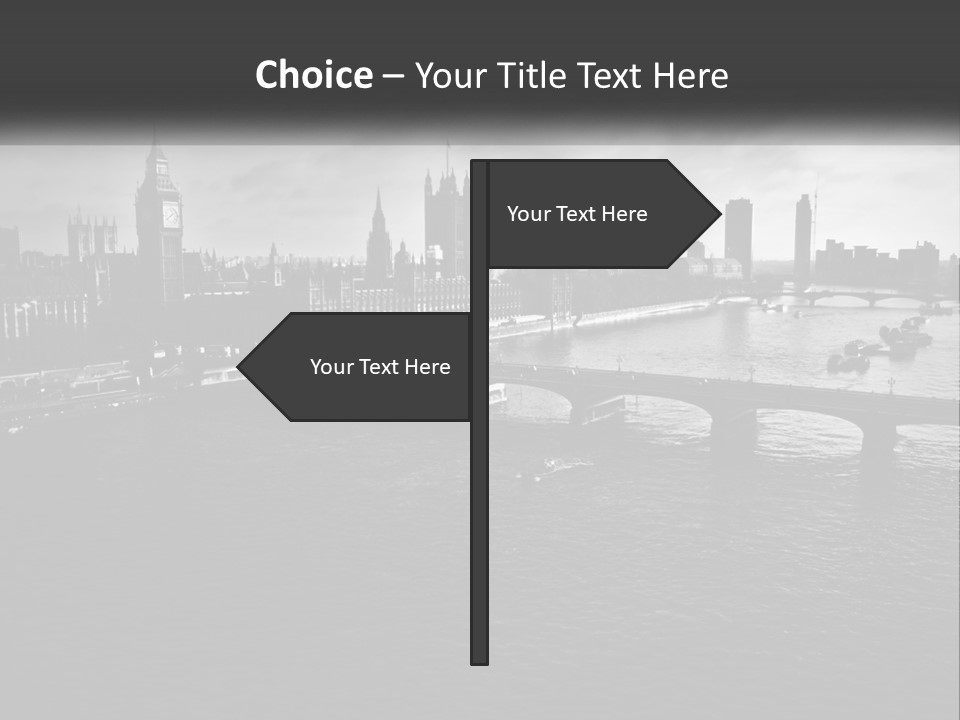 A Black And White Photo Of A Bridge Over A River PowerPoint Template