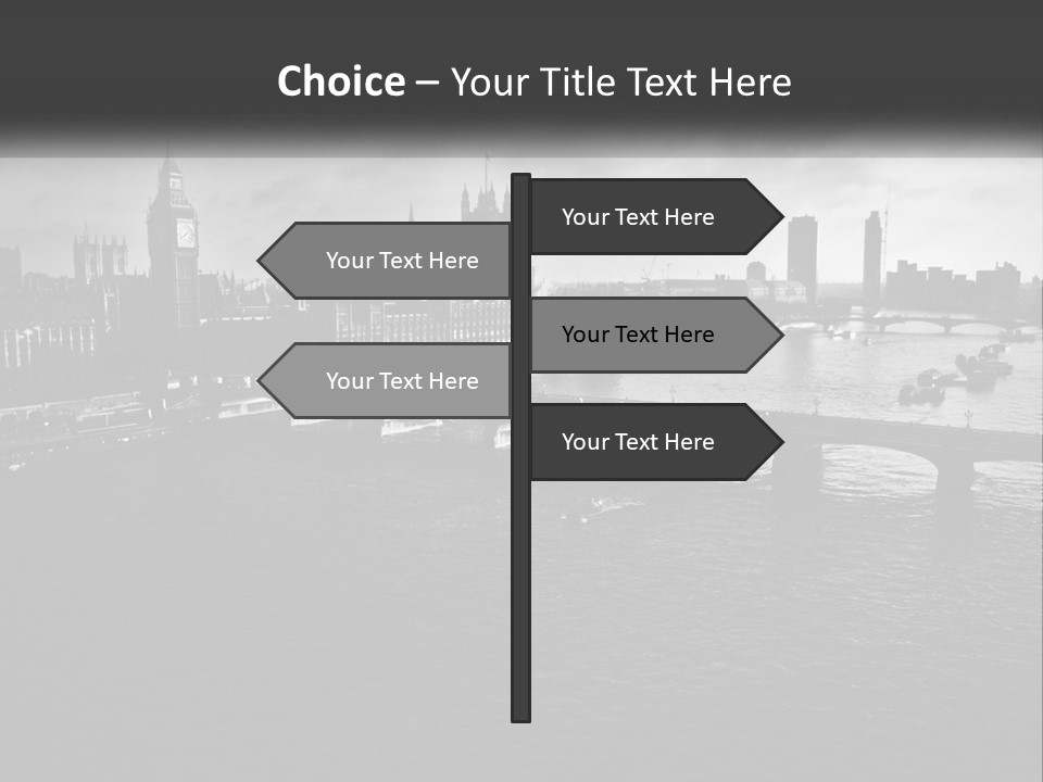 A Black And White Photo Of A Bridge Over A River PowerPoint Template